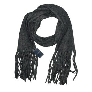 Lucky Brand Charcoal Grey Fringe Scarf
